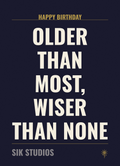 Older Than Most Wiser Than None — Sik Studios Scottish Birthday Card, Aberdeen Night